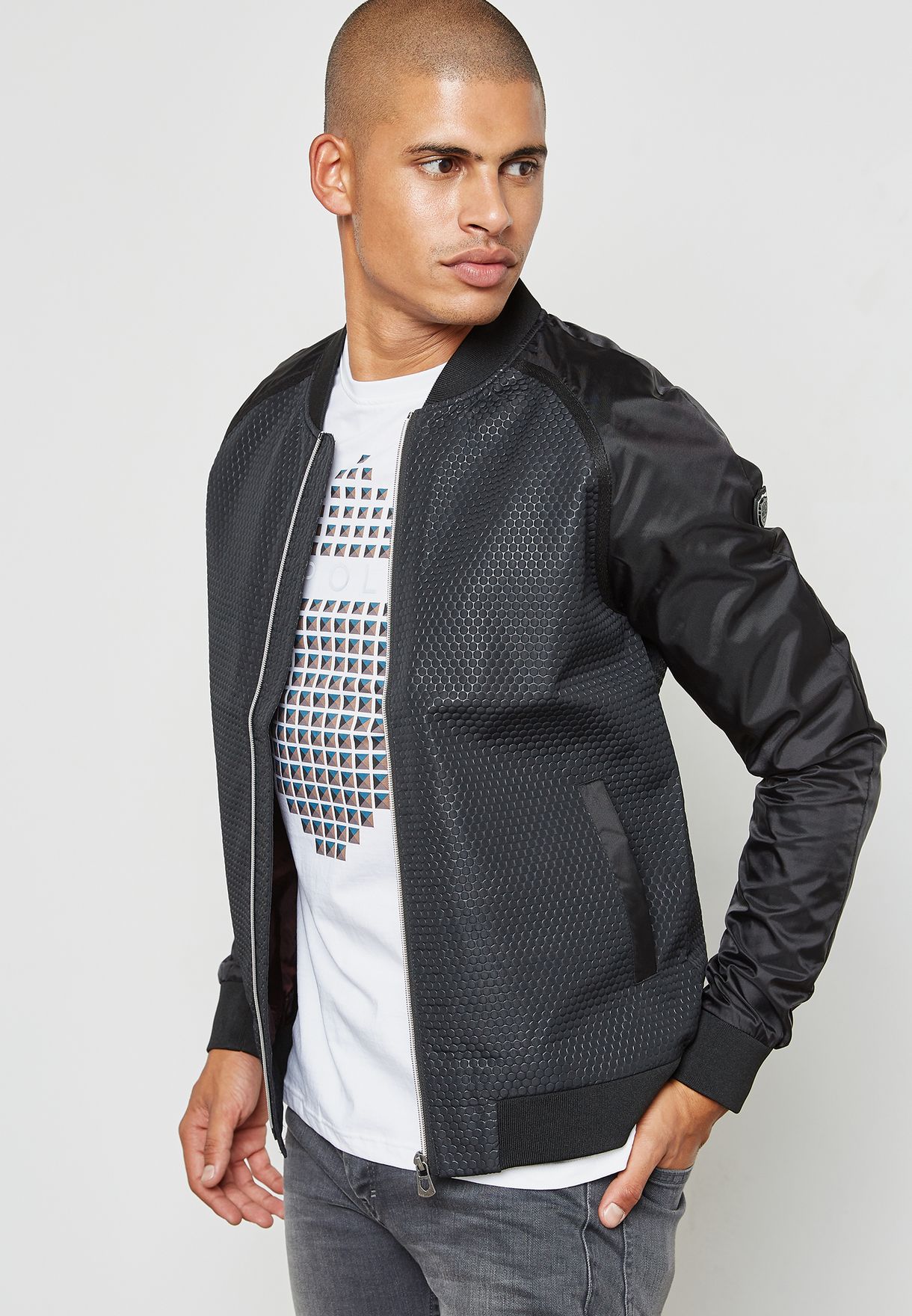 police leather bomber jacket