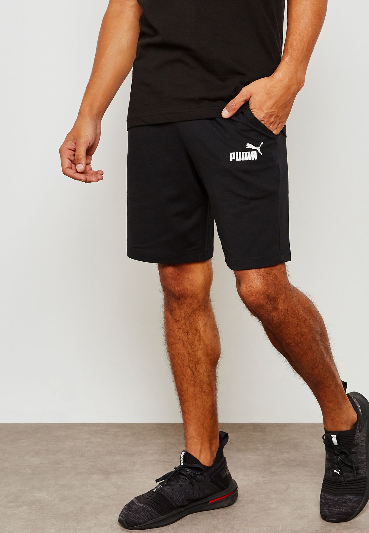 Buy PUMA black Essential Jersey Shorts 
