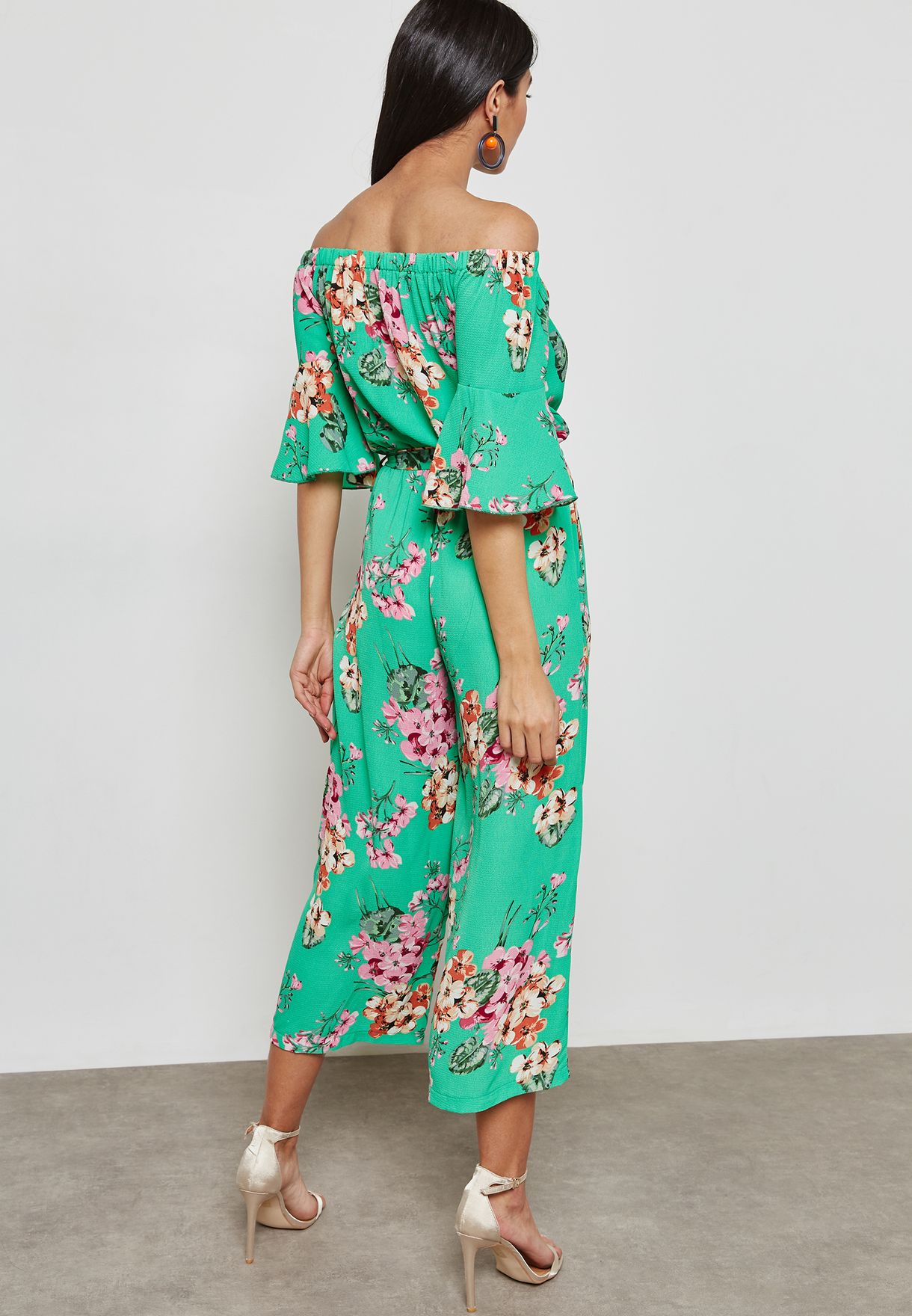 quiz floral bardot jumpsuit