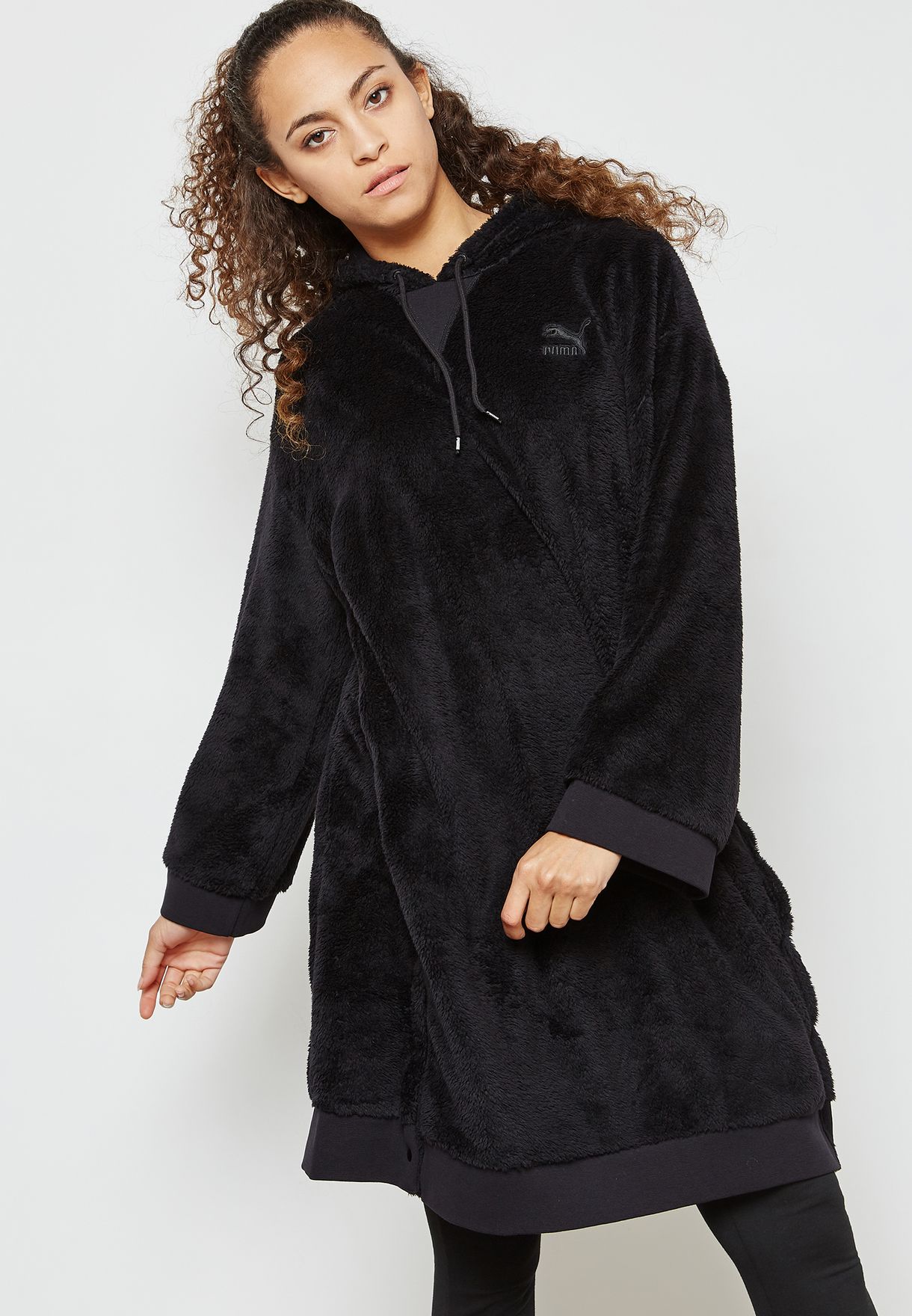 Buy PUMA black Sherpa Oversized Hoodie 