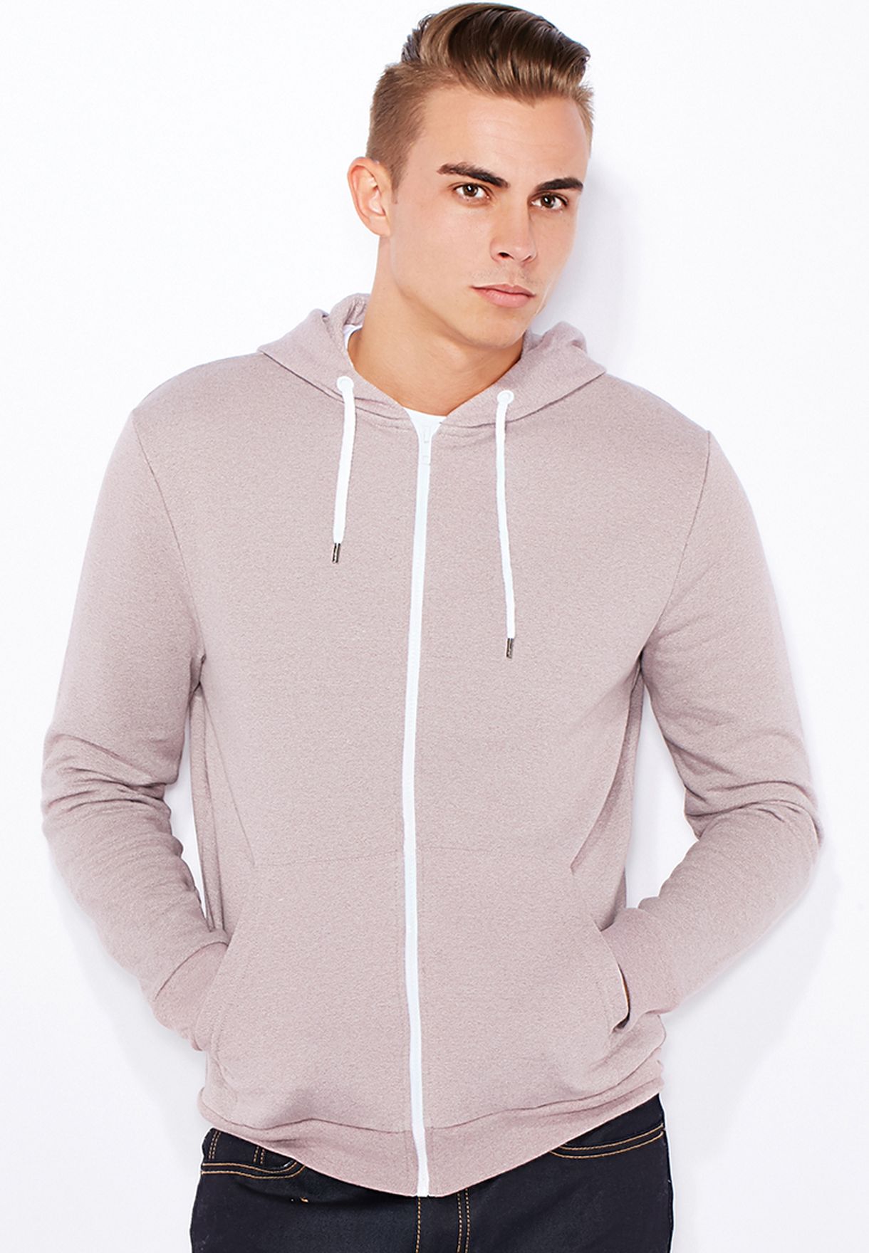 mauve zip up hoodie