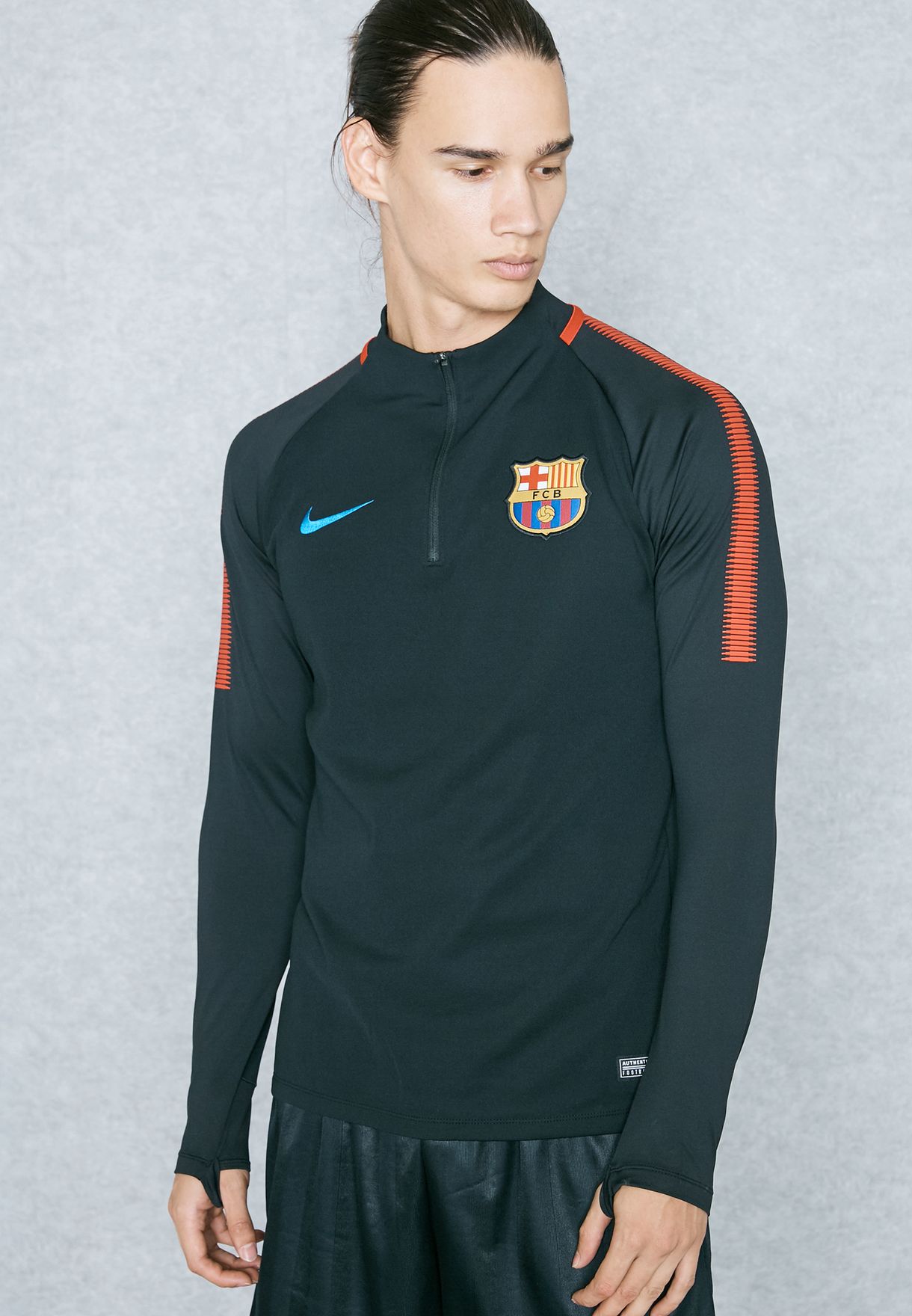 Buy Nike black FC Barcelona Squad Drill Half Zip Top for Men in MENA ...