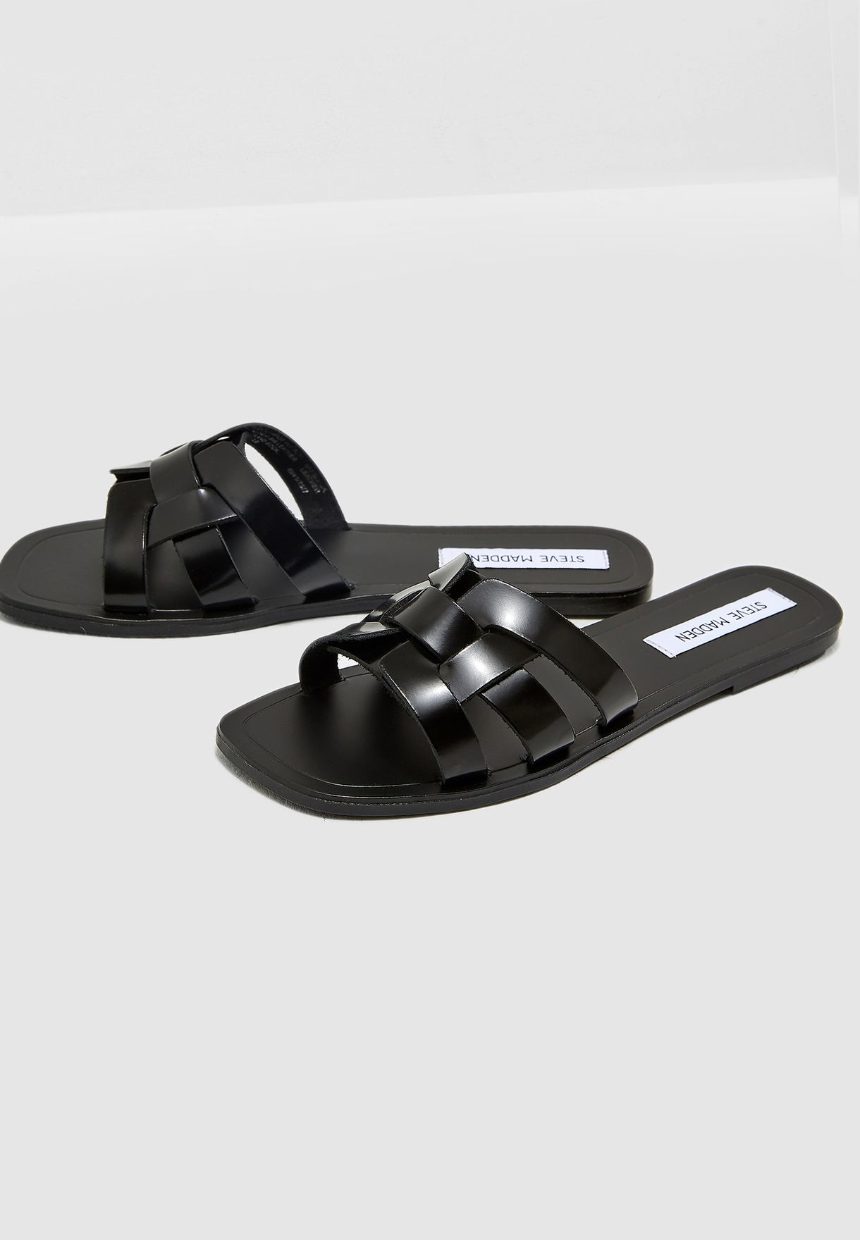 Steve Madden black Sicily Flat Sandal 