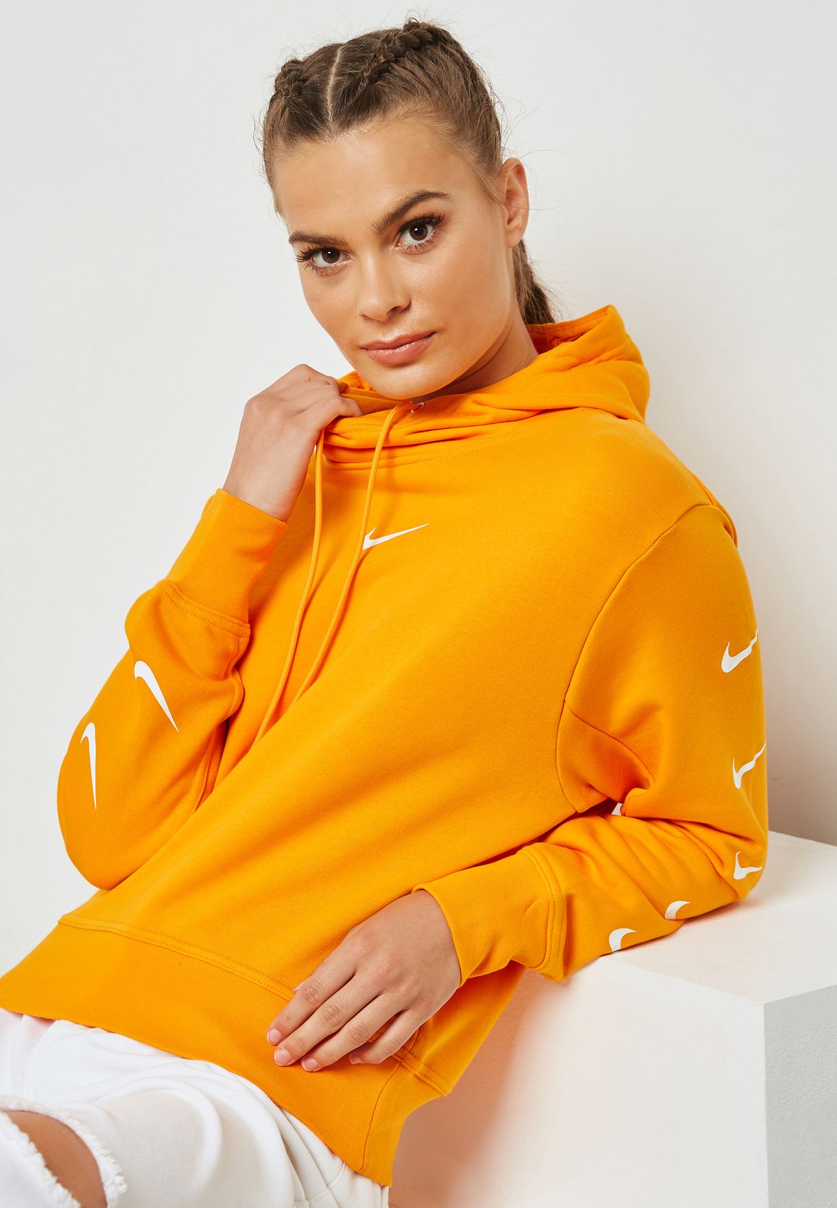Buy Nike orange Swoosh Hoodie for Women 