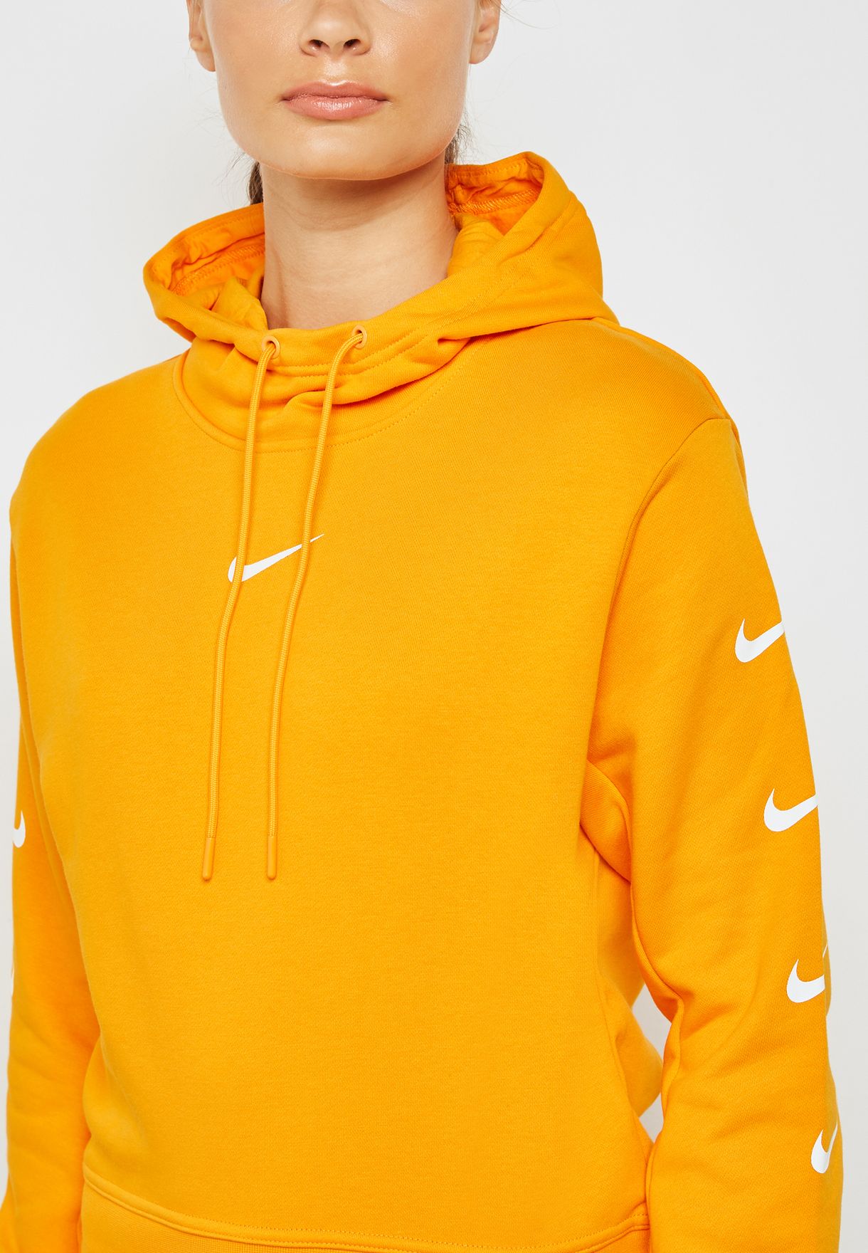 nike swoosh hoodie orange