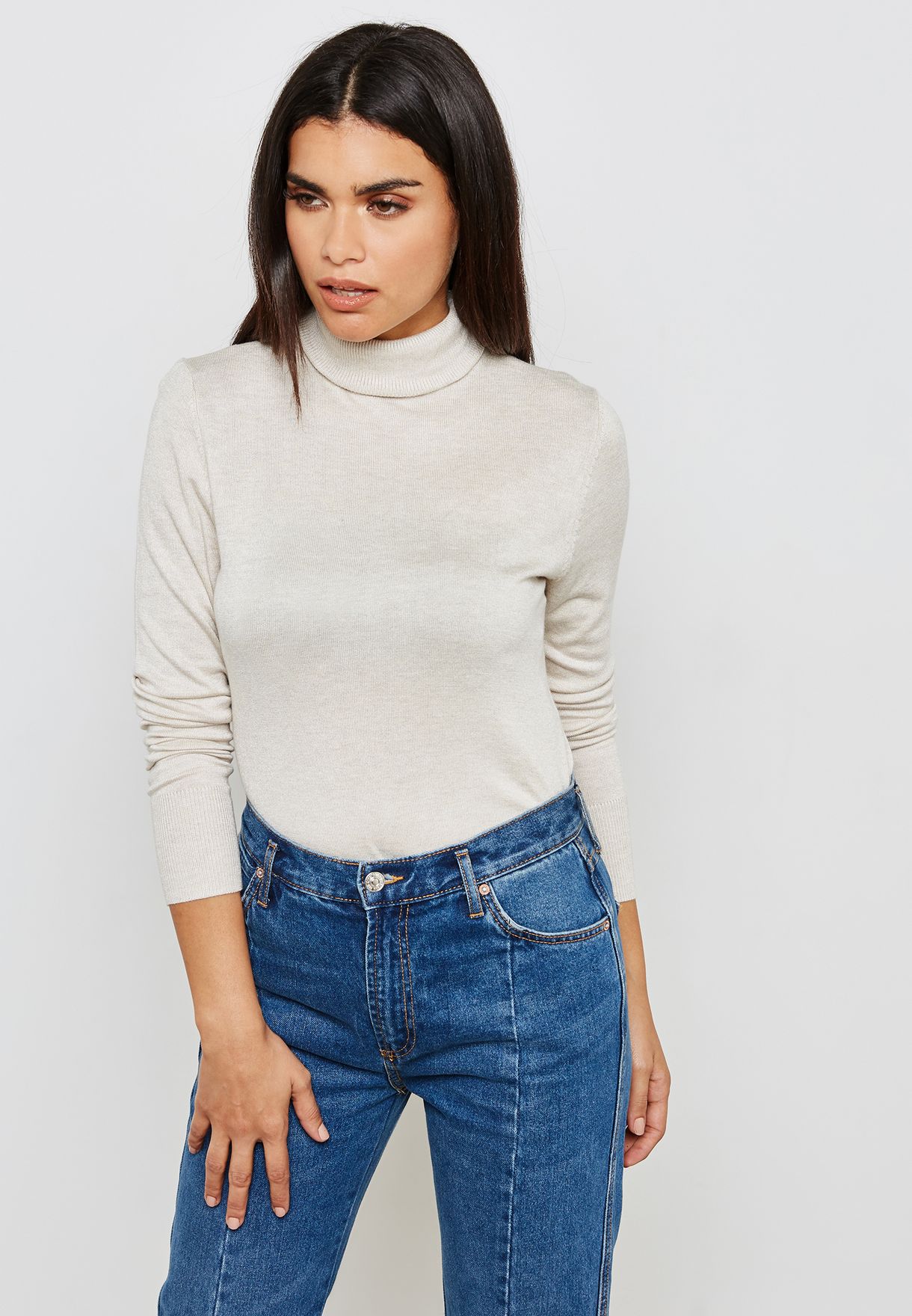 Buy Only beige Roll Neck Sweater for Women in MENA, Worldwide