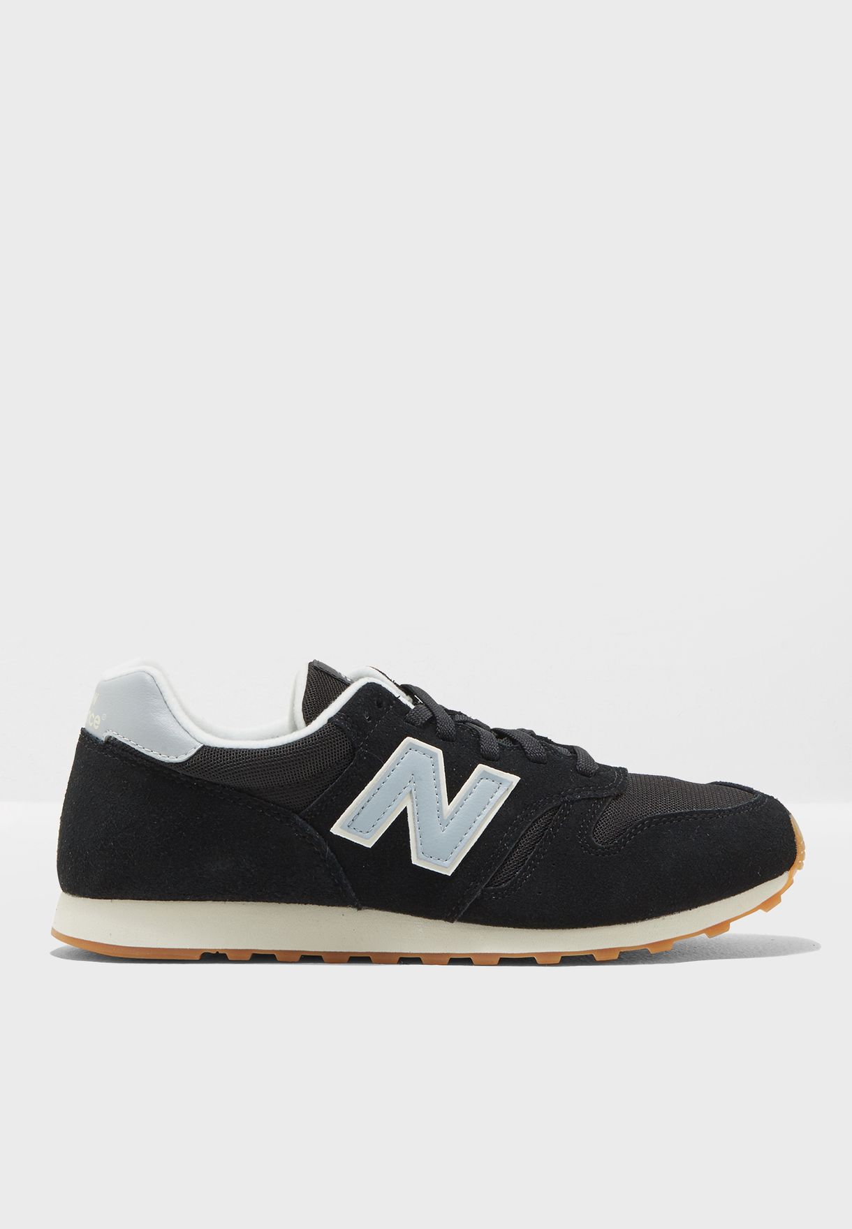 new balance black & grey 373 v1 suede trainers