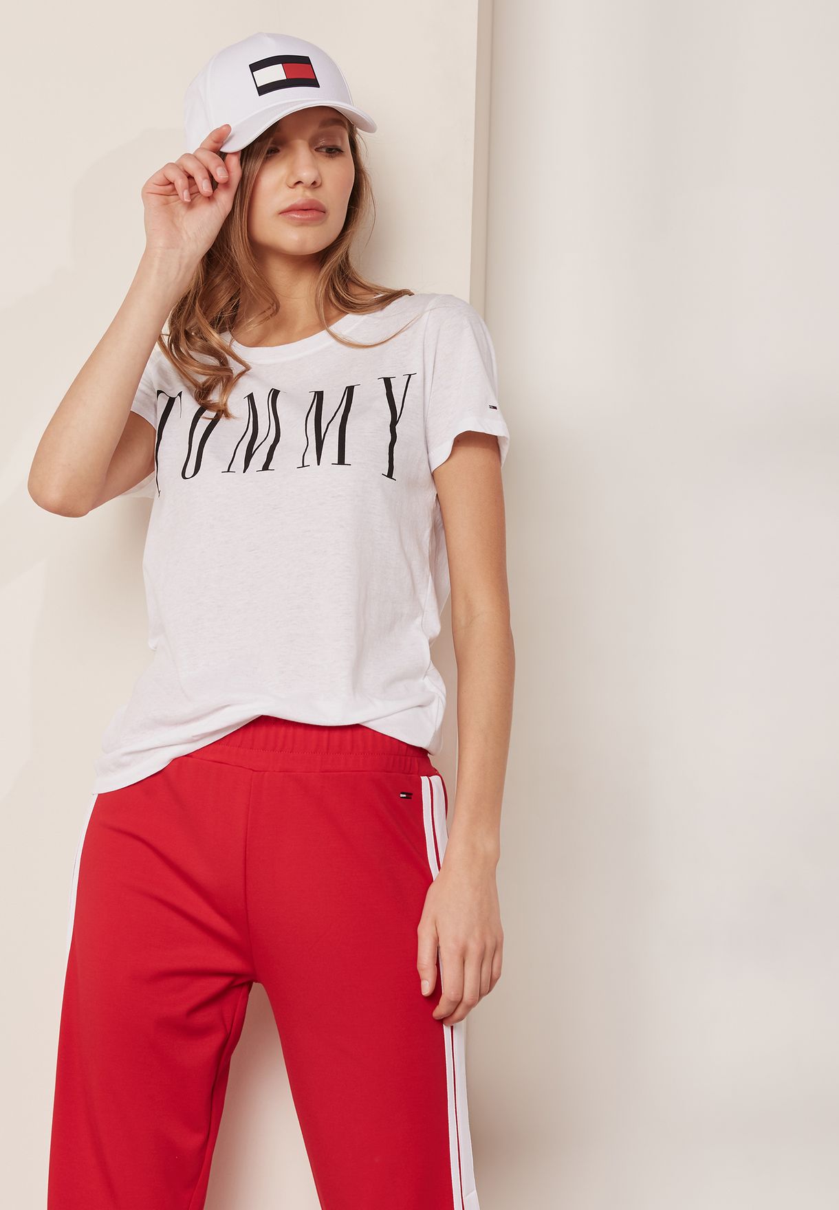 tommy jeans white and red t shirt