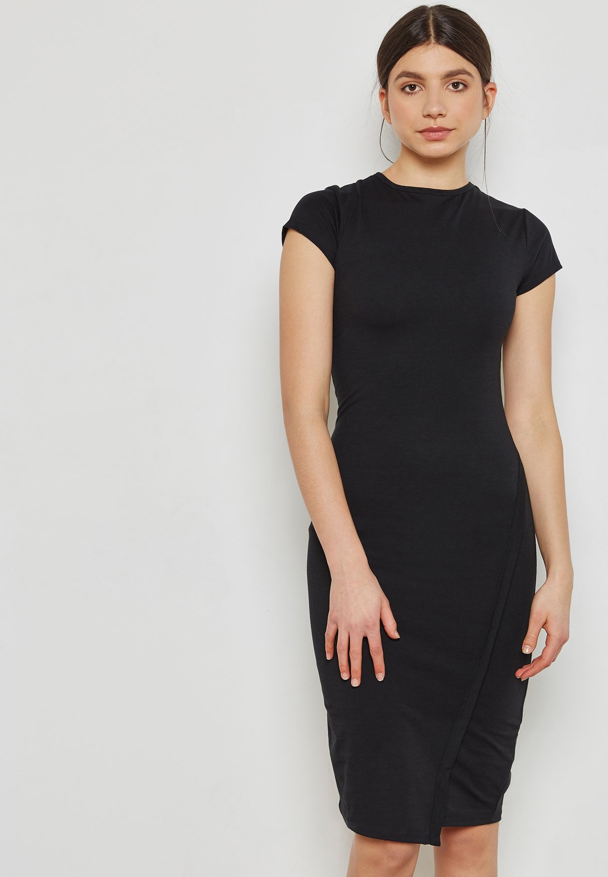 black cotton bodycon dress