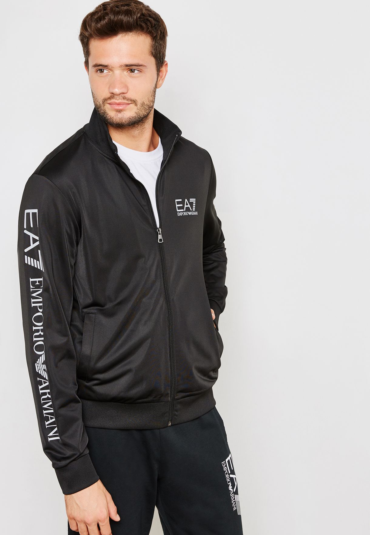 Buy Ea7 Emporio Armani black Train Logo Track Jacket for Men in MENA ...