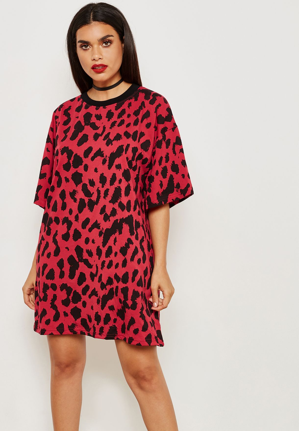 leopard print oversized t shirt dress