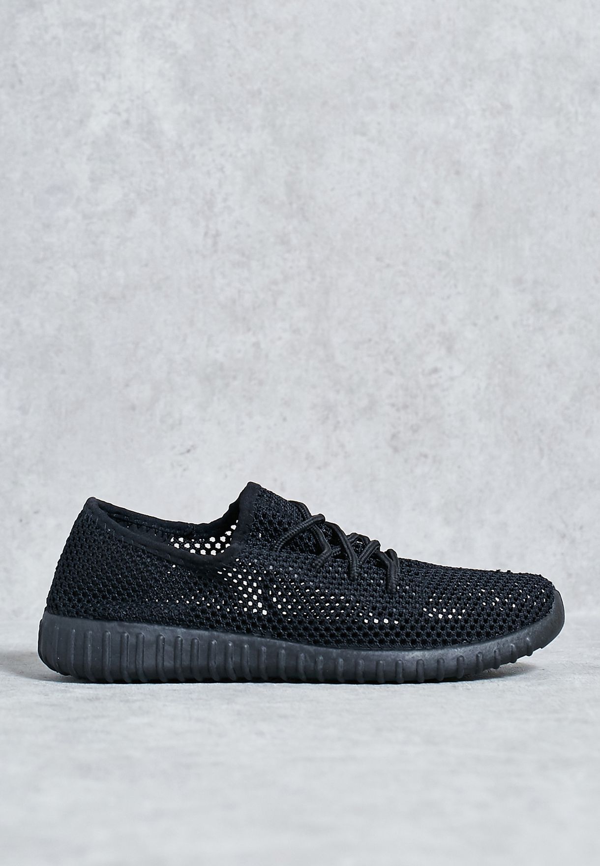 Buy Qupid black Fishnet Sneakers for 
