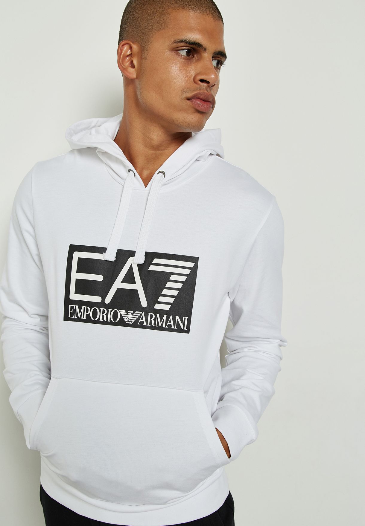 Buy Ea7 Emporio Armani white Train Logo Hoodie for Men in MENA, Worldwide