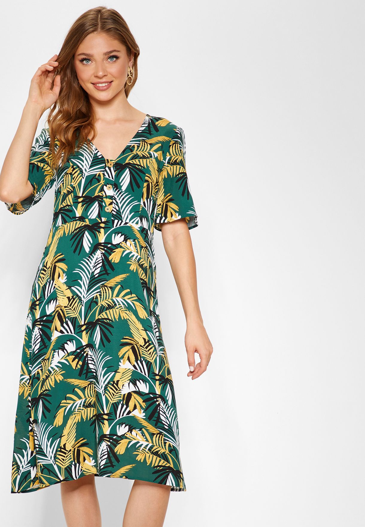 tropical print dress mango