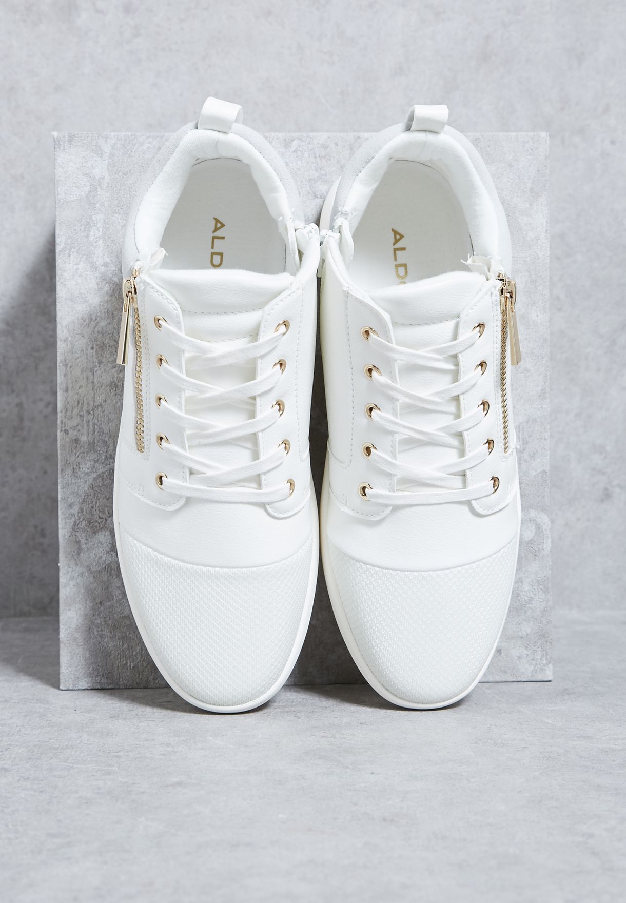 white zipper sneakers