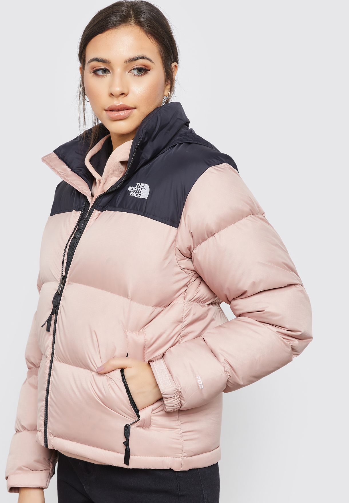 pink nuptse coat