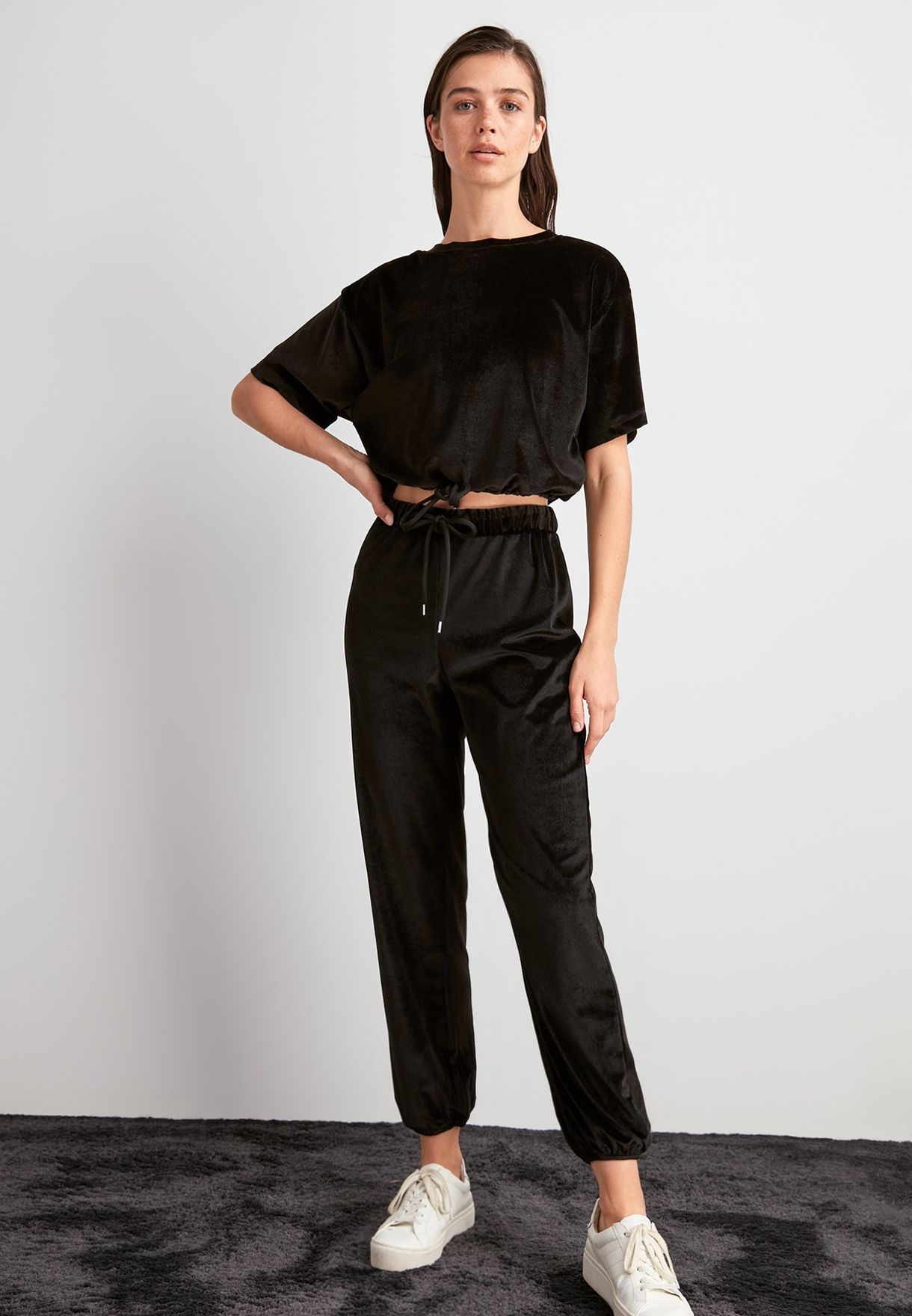 black velvet jogging pants