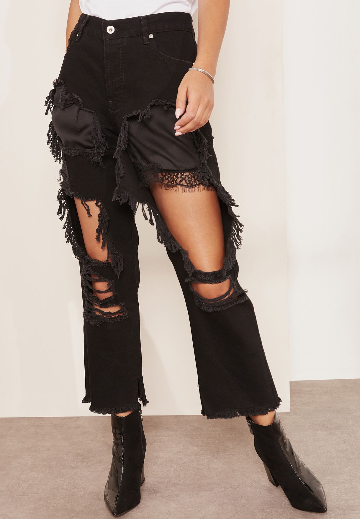 ripped straight jeans womens