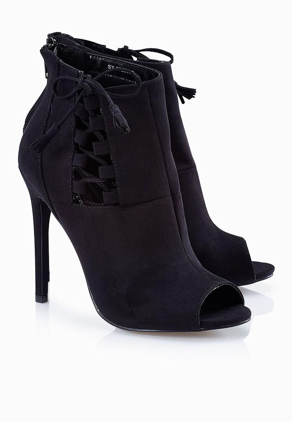 Scan Lace Up Peeptoe Boots