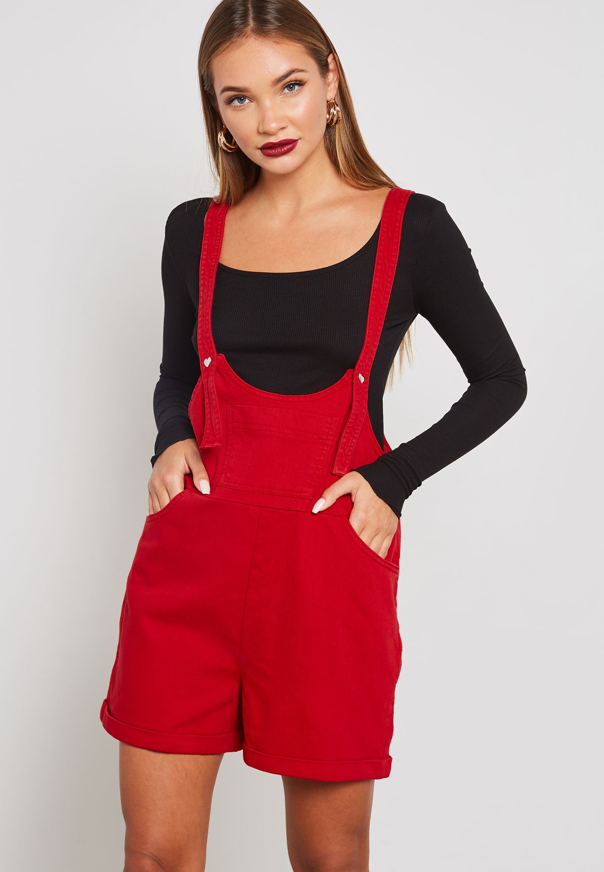 red denim playsuit