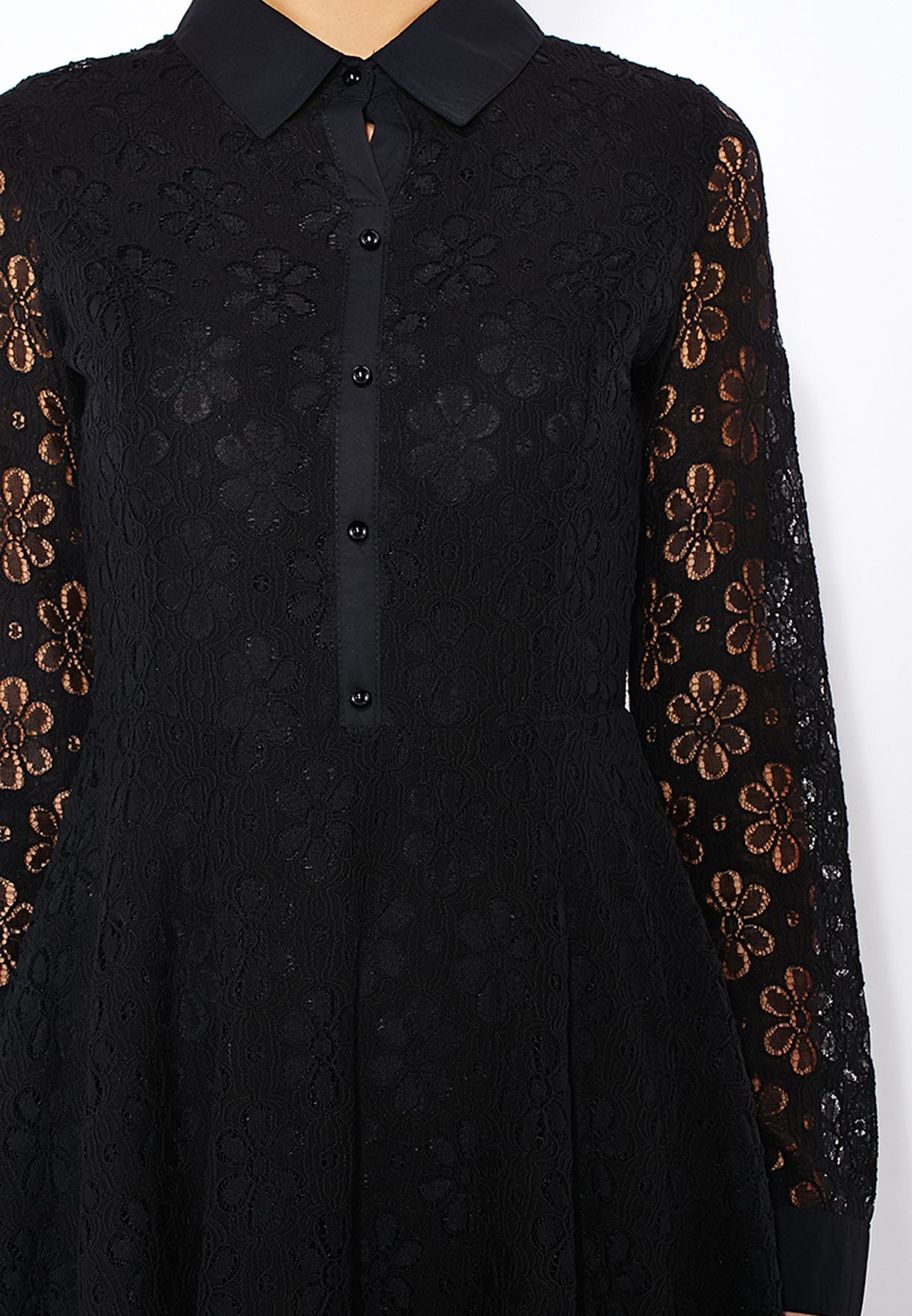 lace shirt dress black