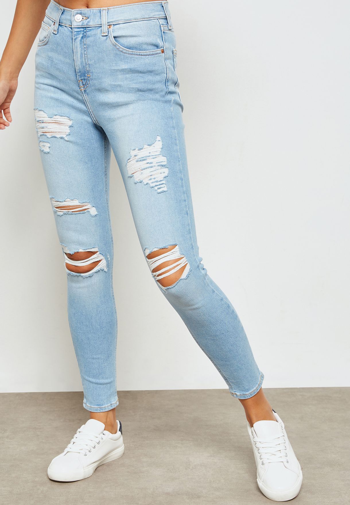 topshop mid blue super ripped jamie jeans