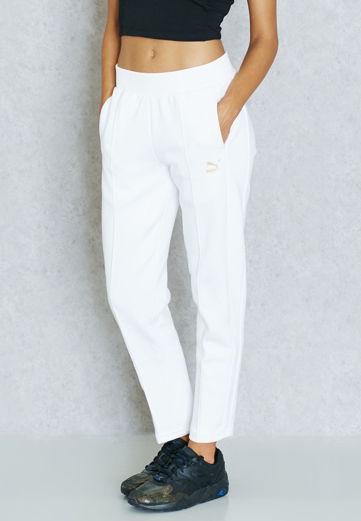 white and gold sweatpants