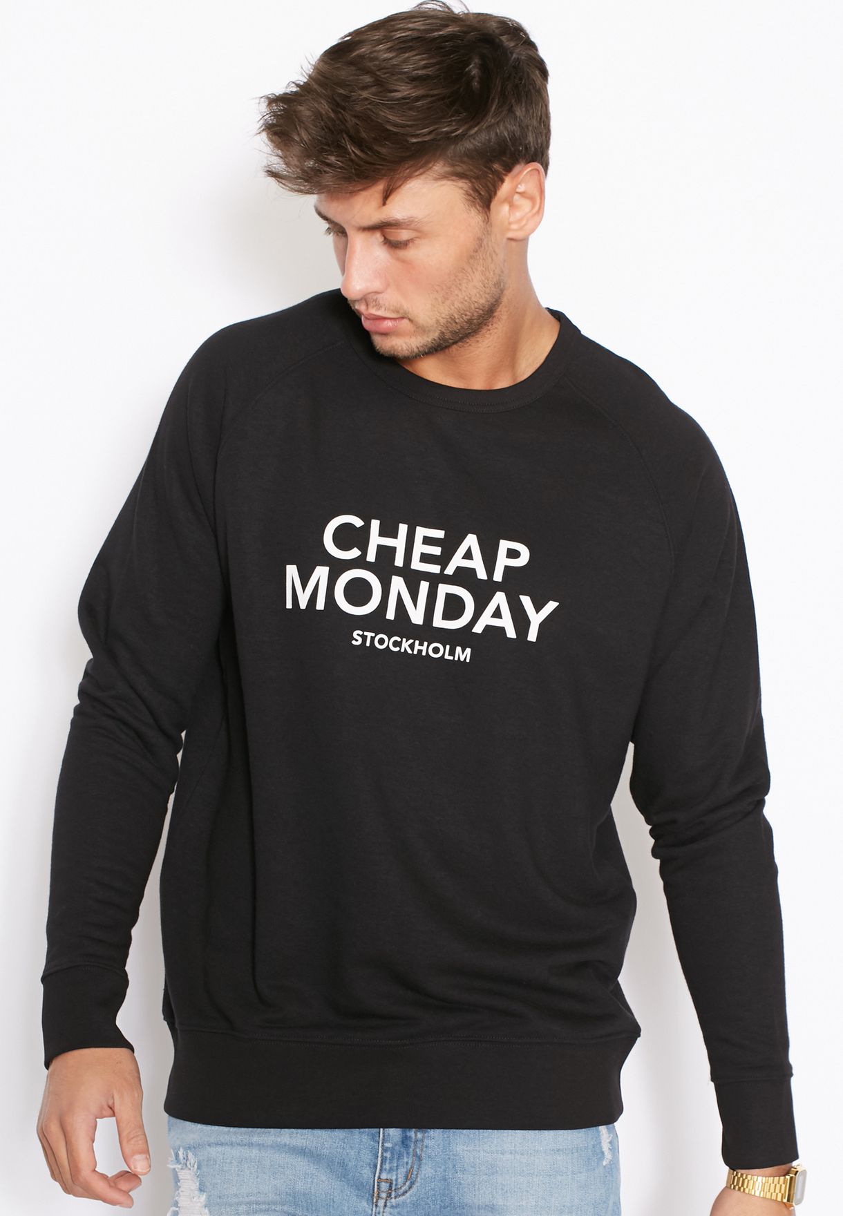 routine En Woordvoerder Buy Cheap Monday black Logo Sweatshirt for Men in MENA, Worldwide