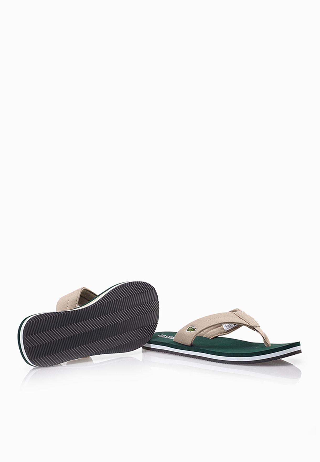 lacoste green flip flops