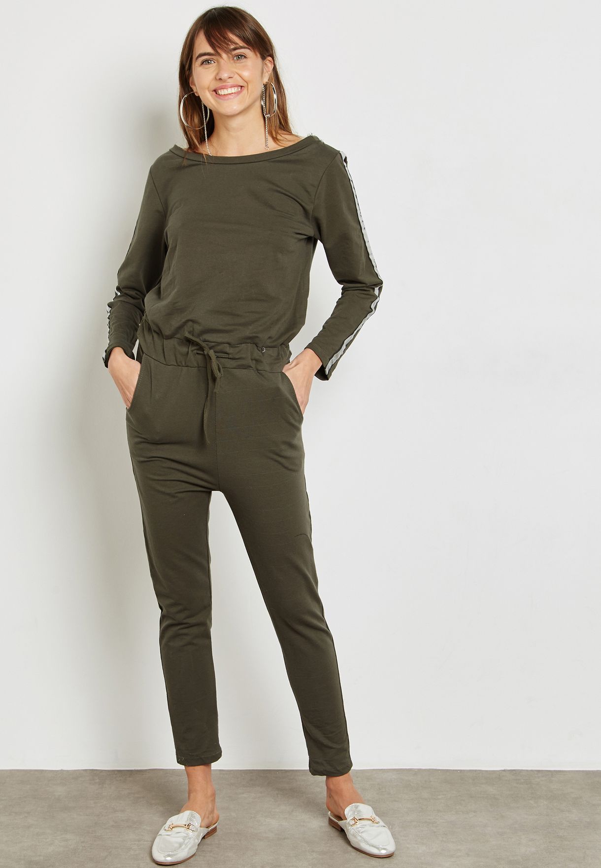 green metallic jumpsuit