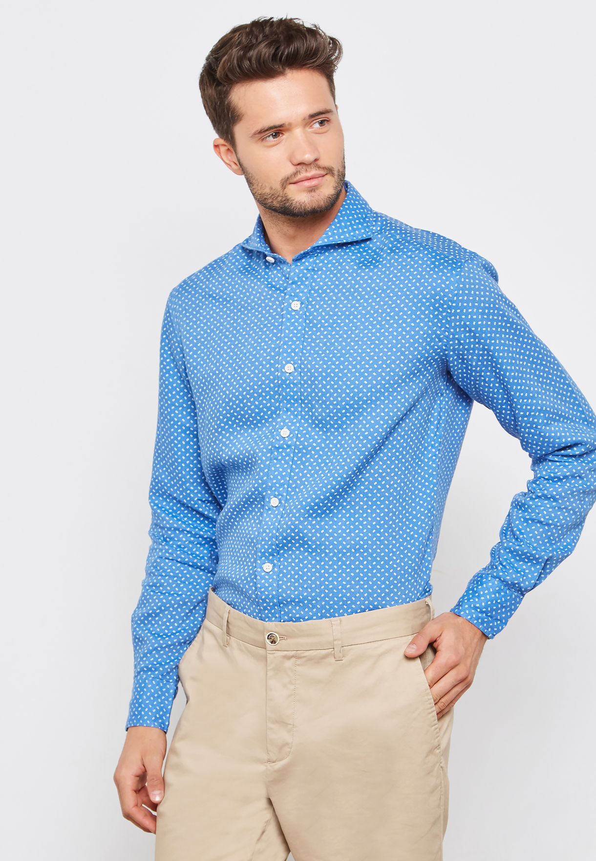 Buy Sacoor Brothers blue Essential Slim Fit Shirt for Men in MENA ...