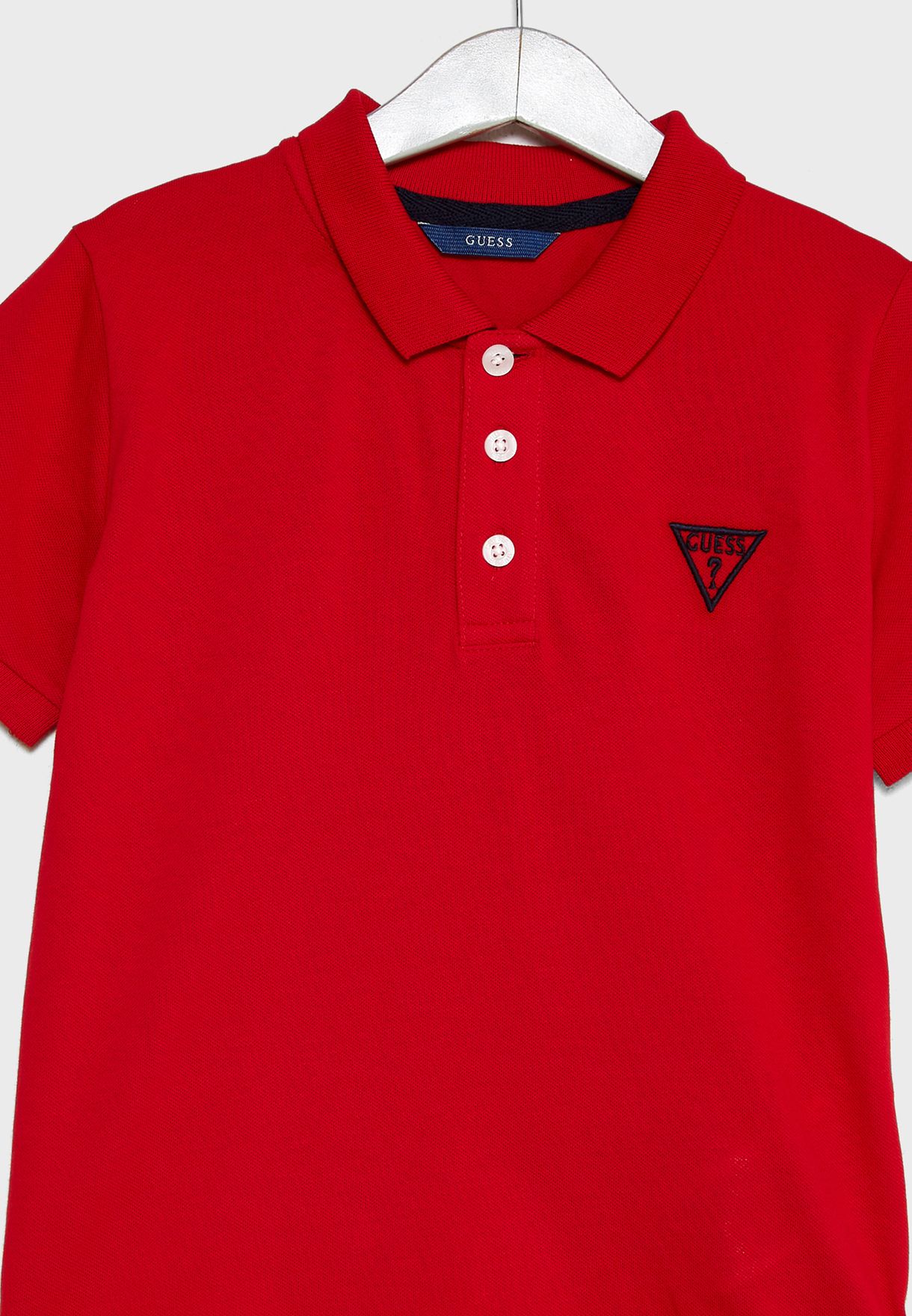 guess red polo shirt