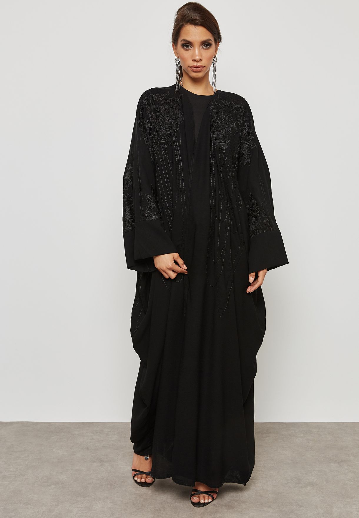 black embroidered abaya