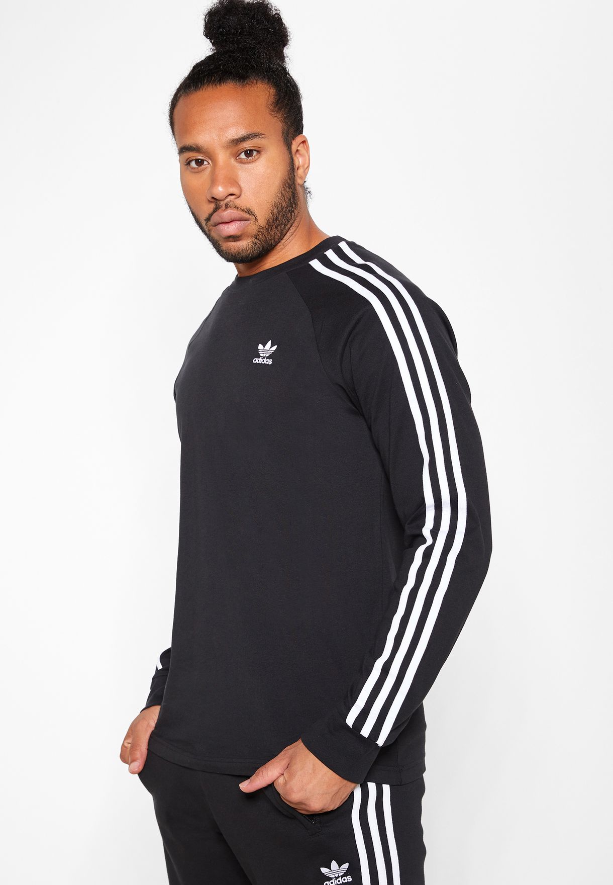 Buy adidas Originals black 3 Stripes Casual Men\u0026#39;s Long Sleeve T-Shirt  for Men in MENA, Worldwide | DV1560