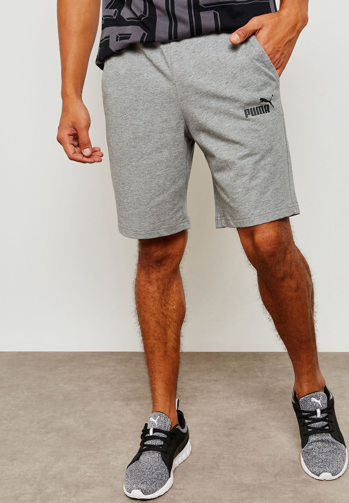 Buy Puma Grey Essential Jersey Shorts 