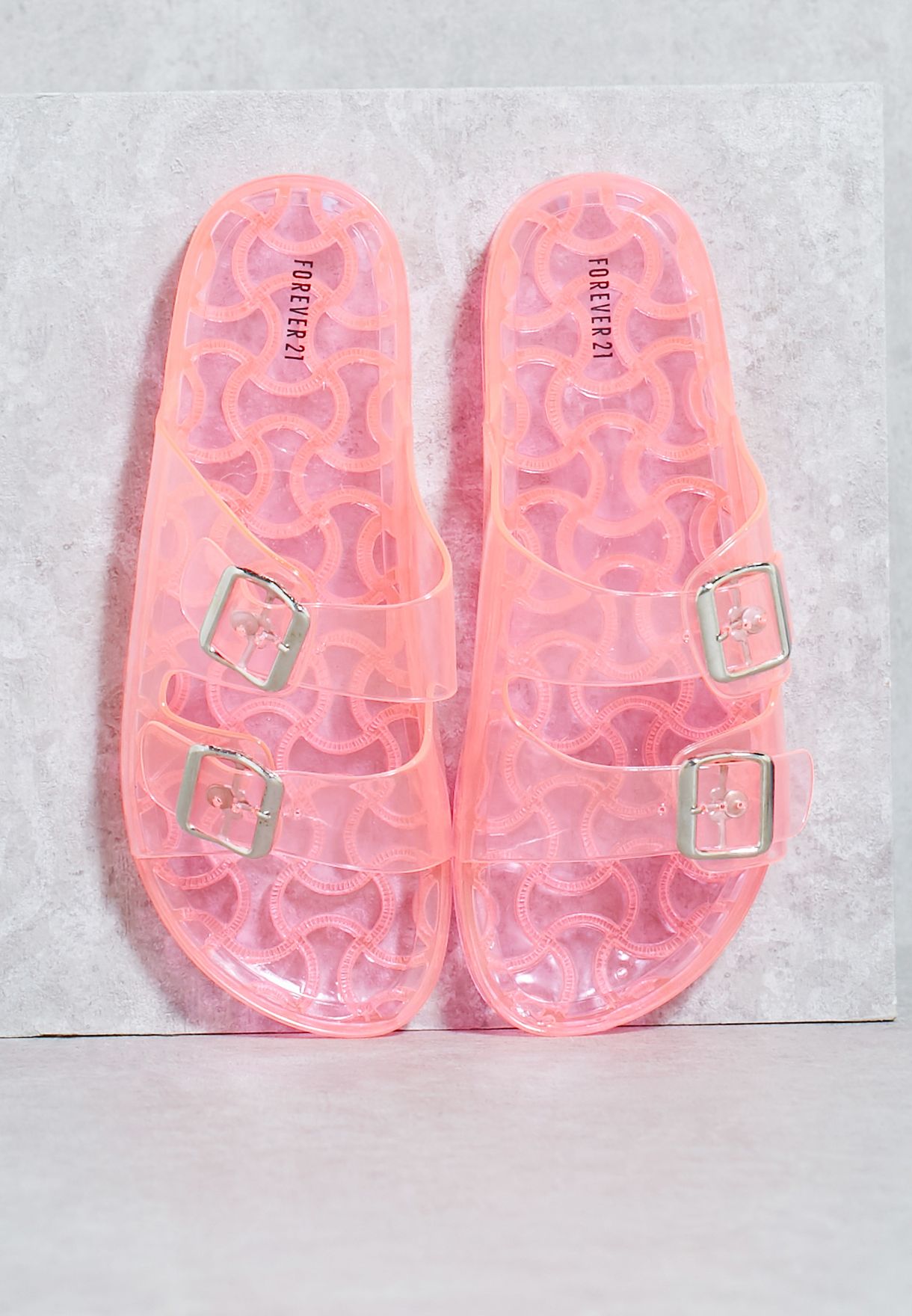 two strap pink slides