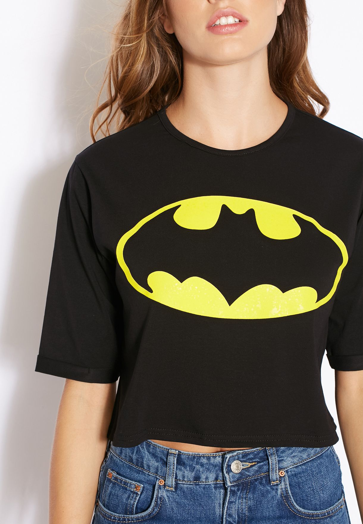 Buy Ginger black Batman Crop T-Shirt for Women in Riyadh, Jeddah