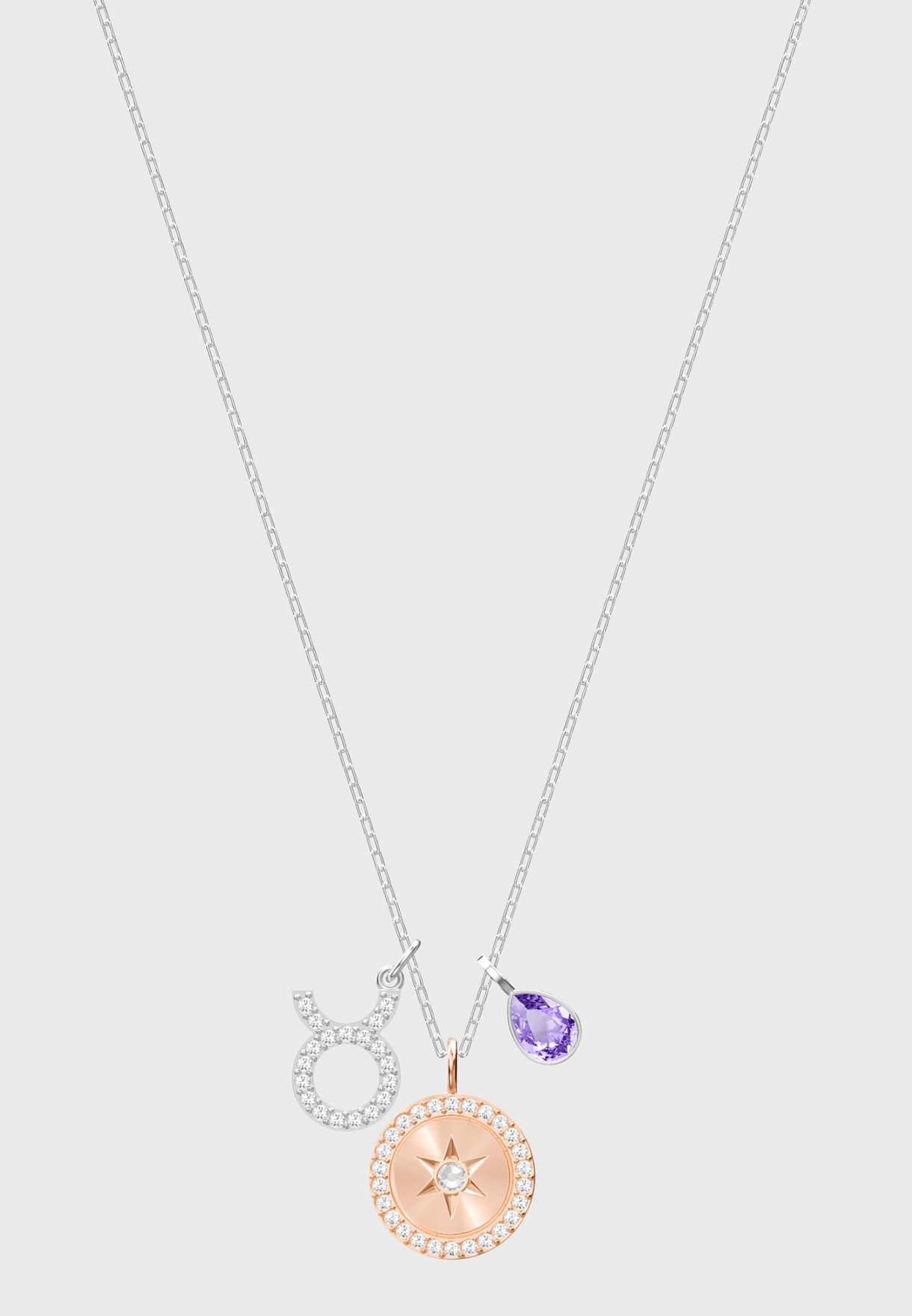 Zodiac Pendant, Taurus, Violet Necklace