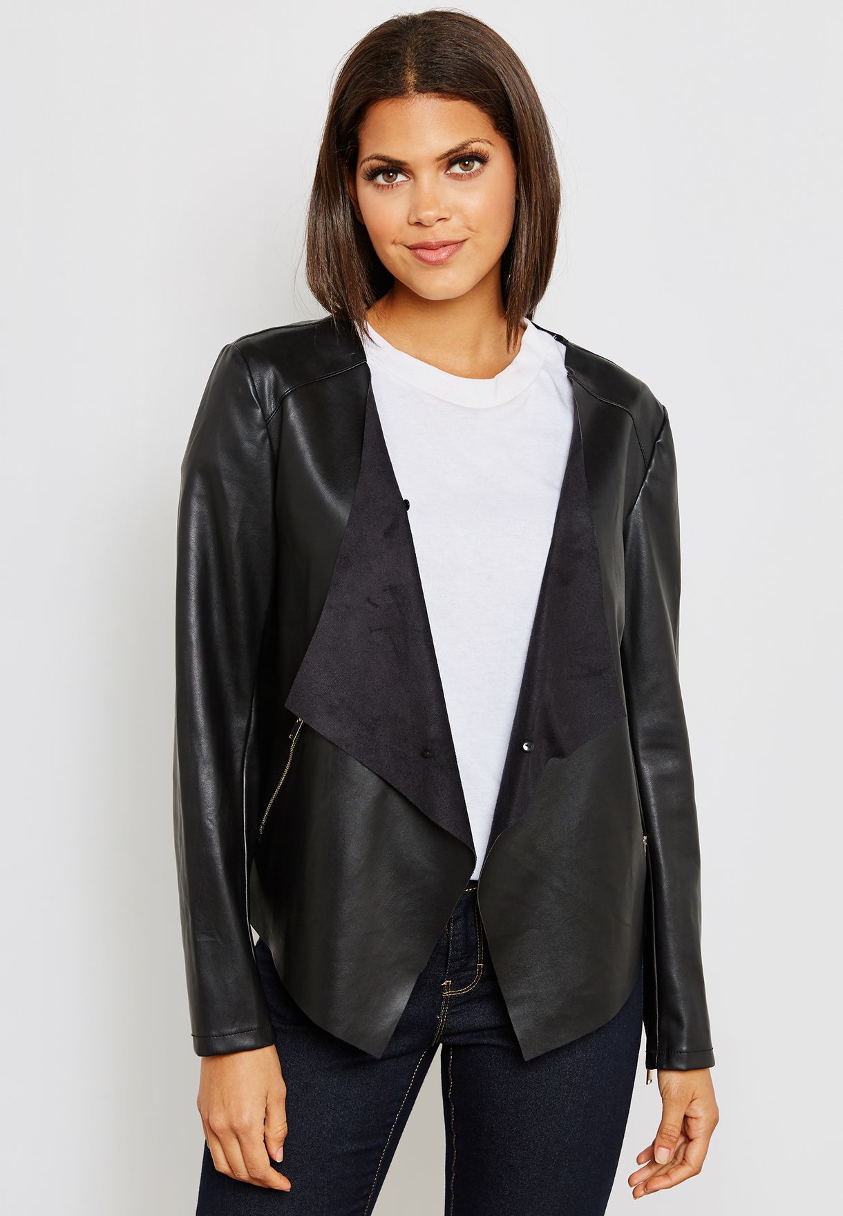 dorothy perkins waterfall leather jacket