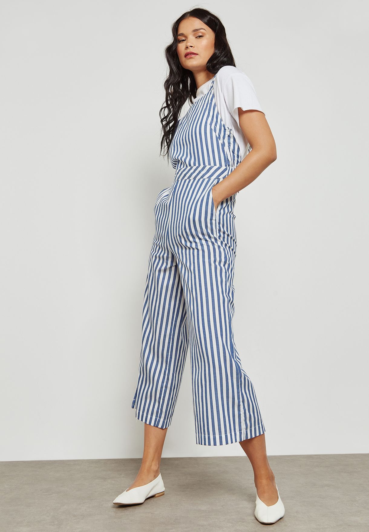 mango striped long jumpsuit