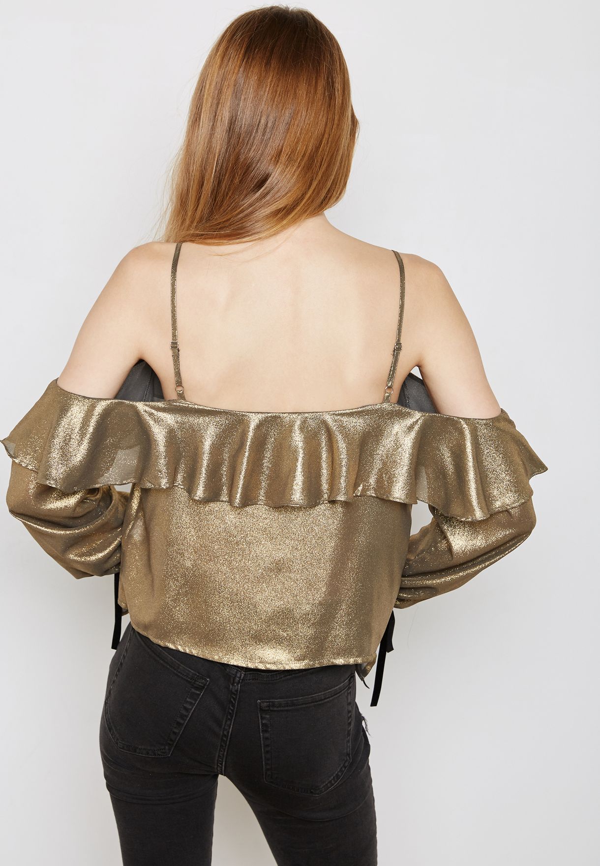 gold cold shoulder top