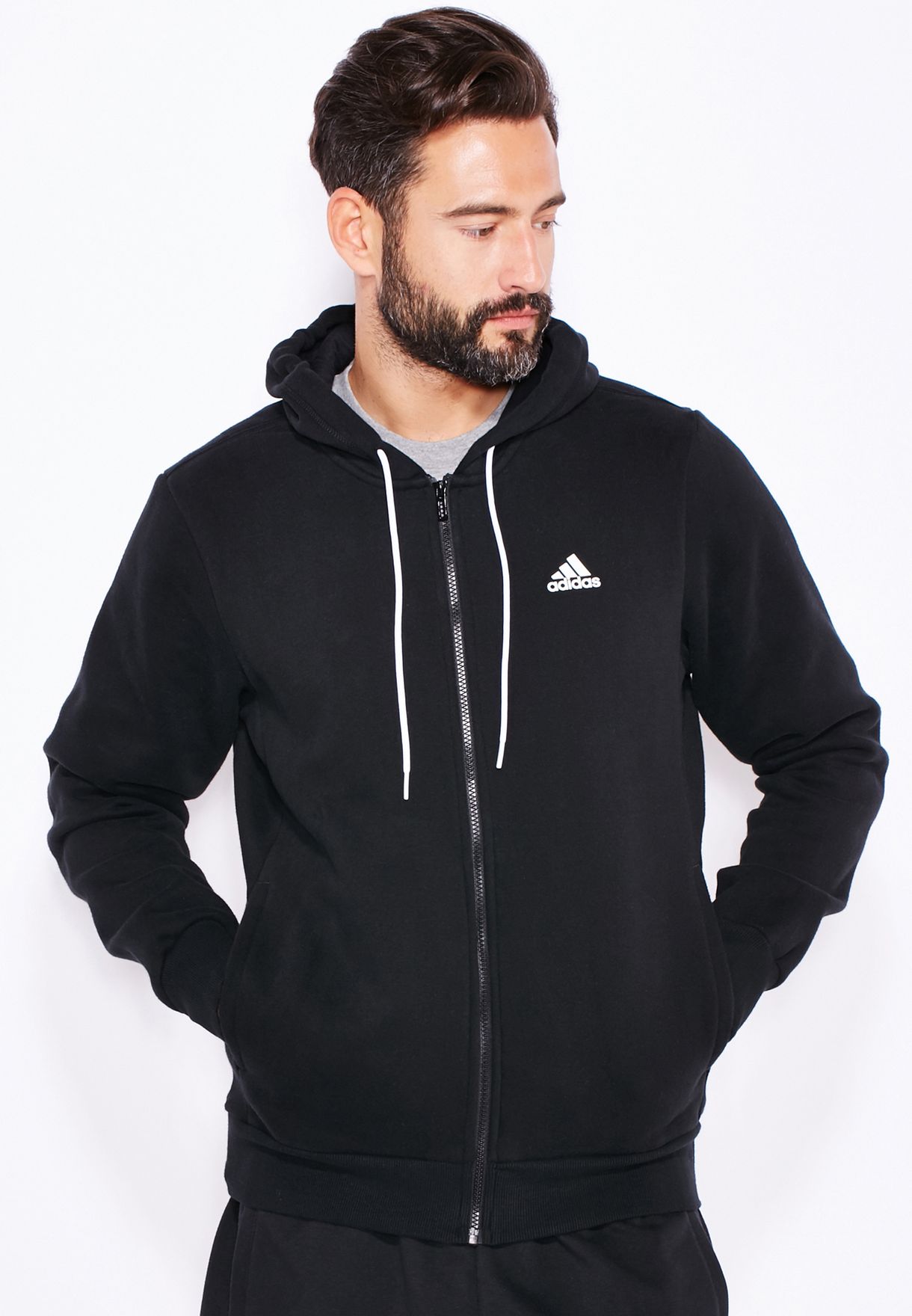 adidas linear zip hoodie mens