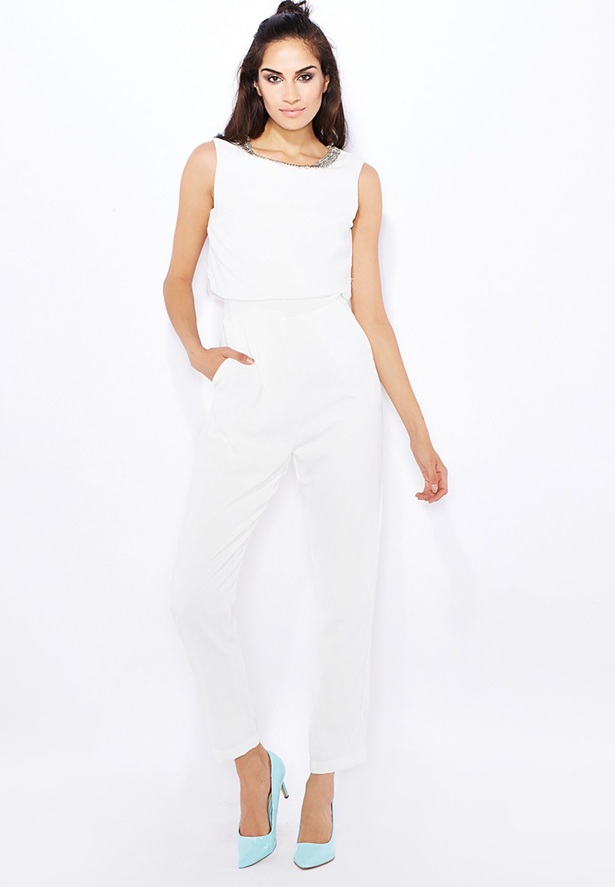 white overlay jumpsuit