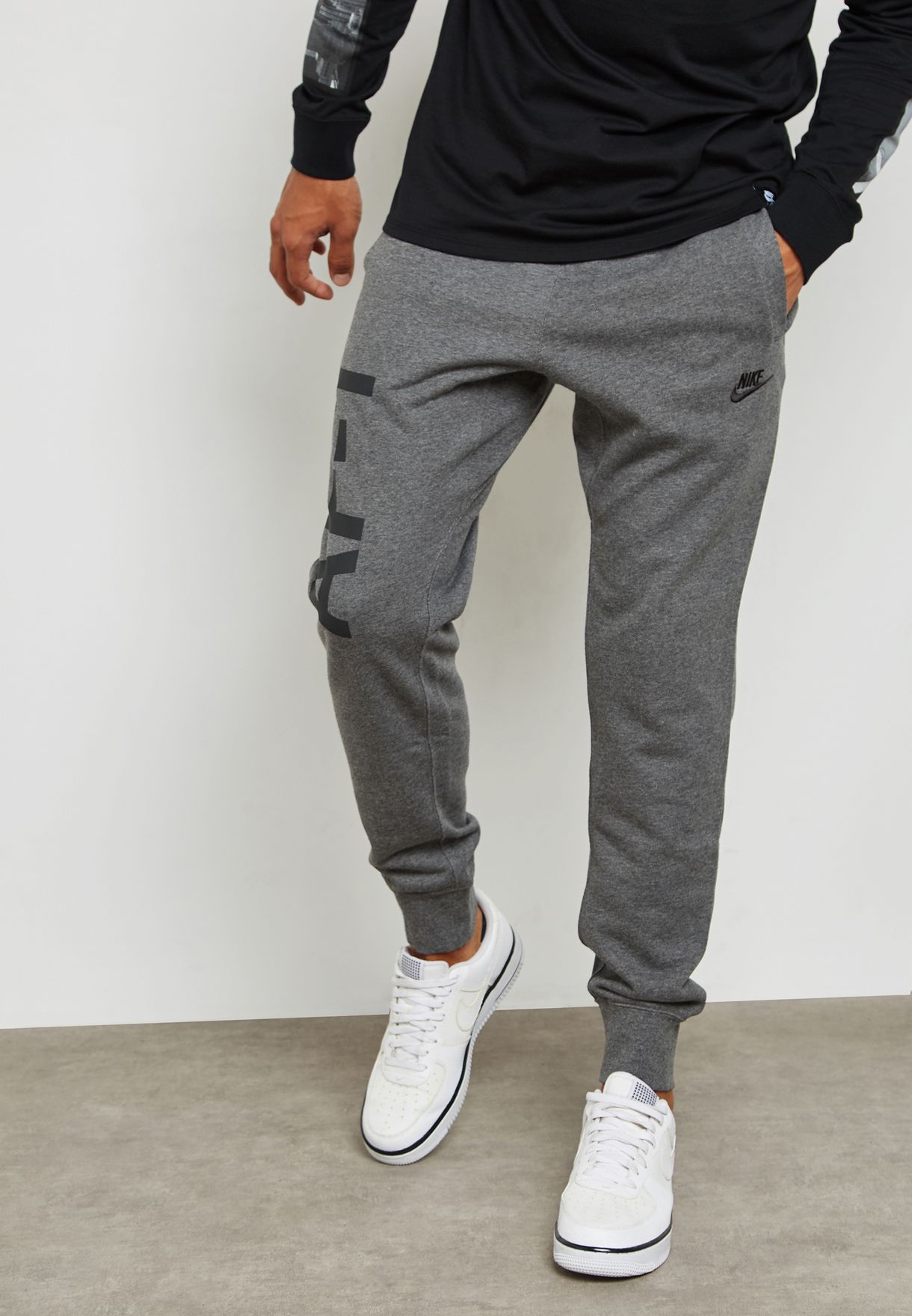 grey joggers with af1