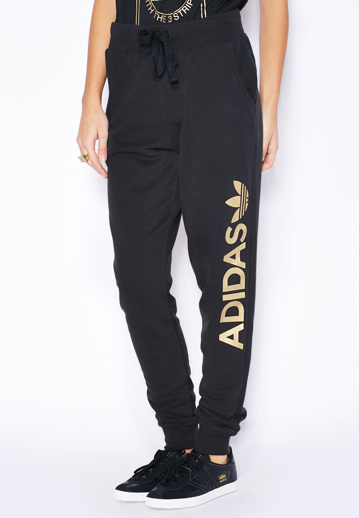 black and gold adidas leggings