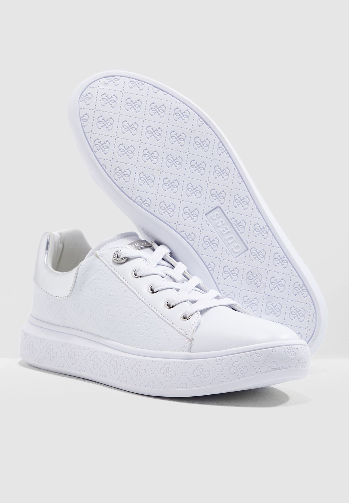 ratio routine Amazon Jungle Buy Guess white Bucky Nappa Low Top Sneaker for Women in MENA, Worldwide