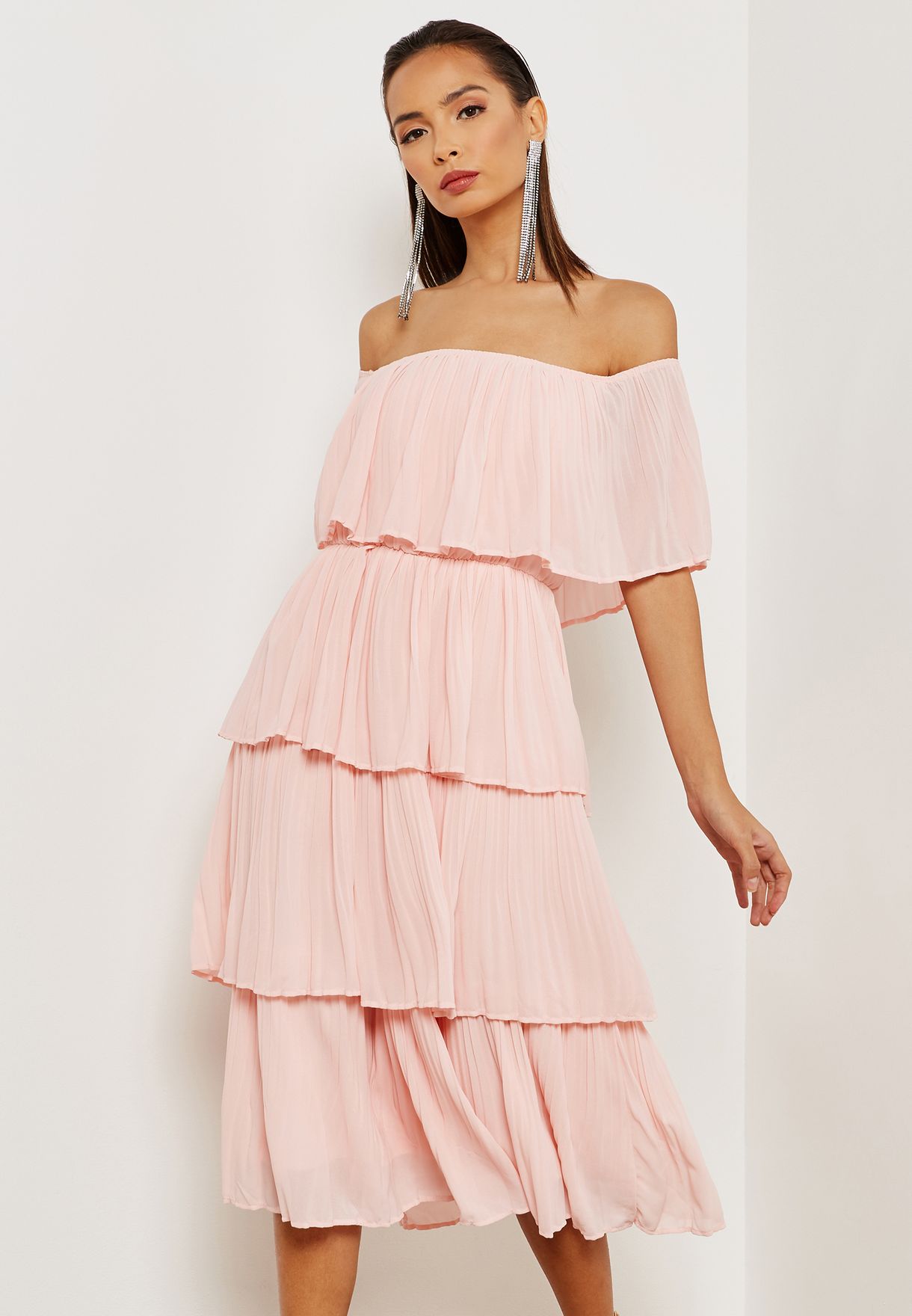 bardot layered dress