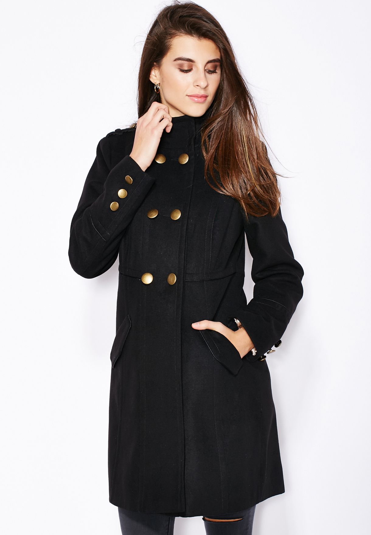 wallis black button pocket coatigan