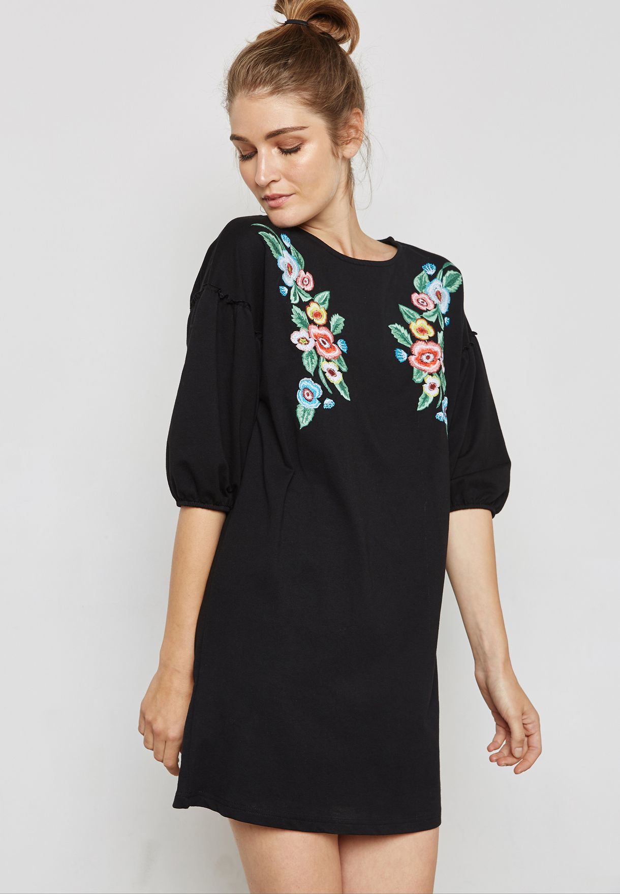 mango floral embroidery dress