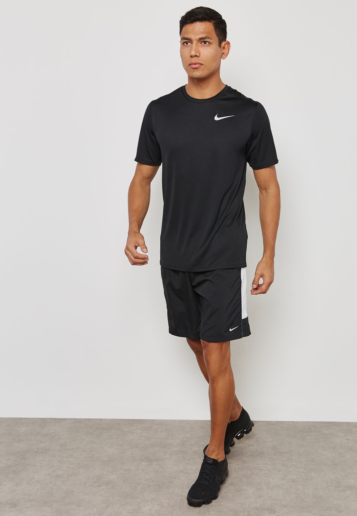 Nike Men's Dri-FIT Breathe Running T-Shirt 904634-010 Black T-Shirts ...